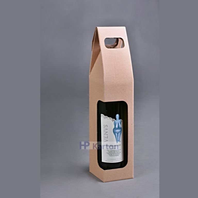 Odnoska na víno 80x80x330mm (okno bok, základ-hnědá)