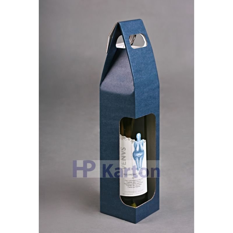 Odnoska na víno 80x80x330mm (okno bok, modrá)